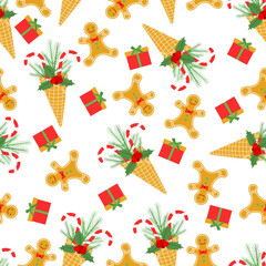 Happy New Year 2021 Merry Christmas vector pattern