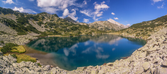 Panorama around Fish Banderitsa lake, Pirin Mountain, Bulgaria