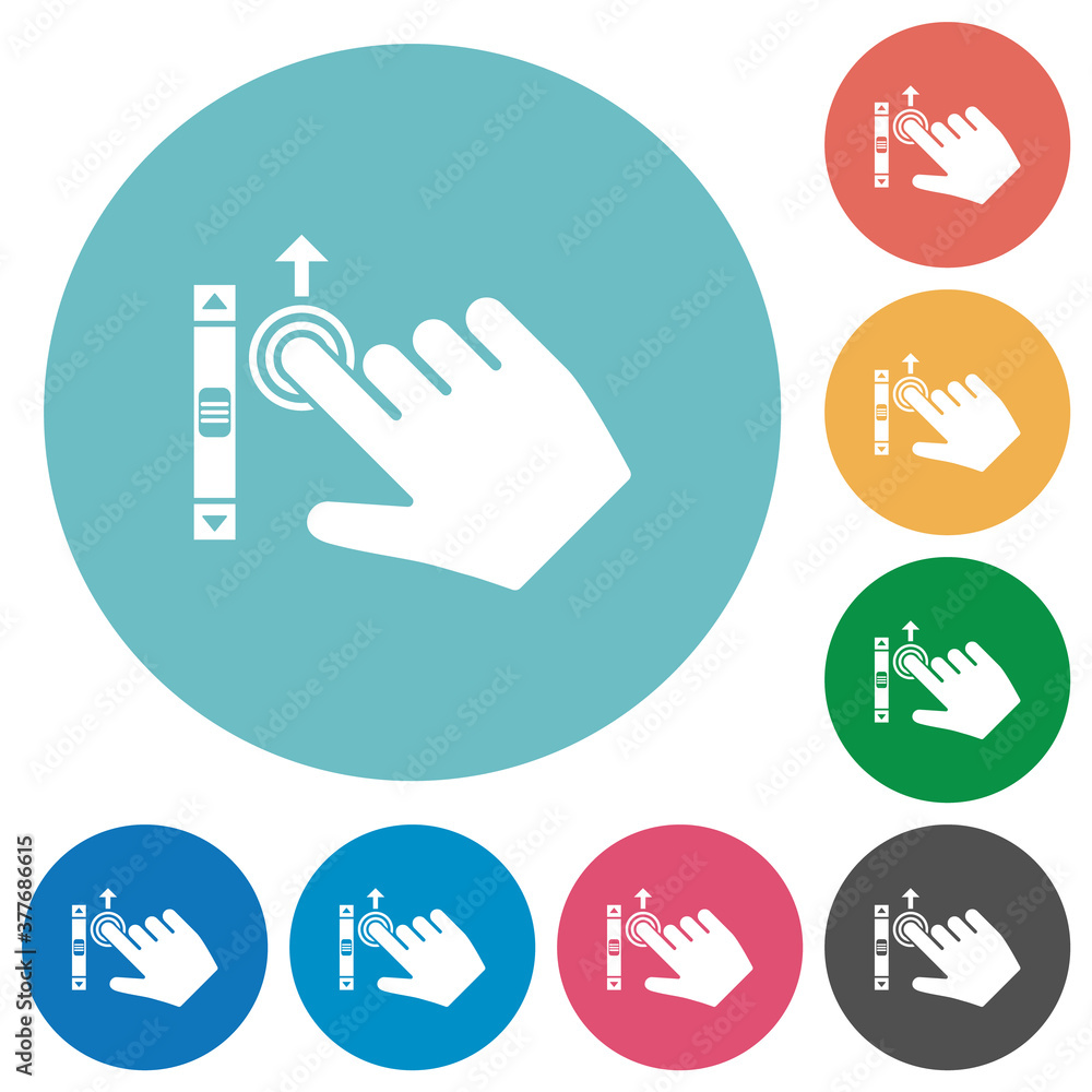 Poster right handed scroll up gesture flat round icons