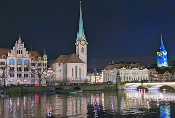 Fototapeta premium Beautiful view of decoration in Zurich for Christmas holidays celebration.