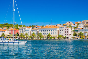 Fototapeta na wymiar Beautiful town and marina of Mali Losinj on the island of Losinj, Adriatic coast in Croatia, touristic destination, sunny summer day