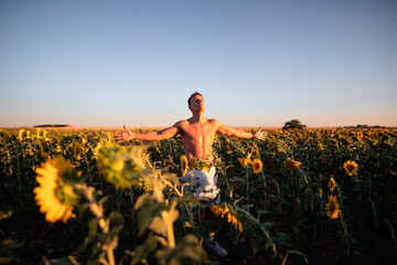 Fototapeta premium person in field