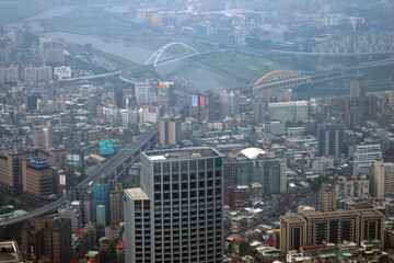 Fototapeta na wymiar View of residential district of Taipei city from Taipei 101 building