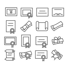Simple set of certificate icon isolated. Diploma modern outline on white background