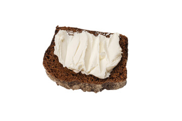 Brown bread and cheese isolated on white background.