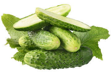 Fresh heap cut cucumber isolated