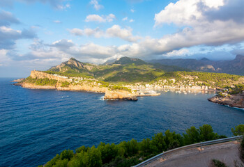 Obraz premium Panorama of Port Soller in Mallorca, Balearic islands, Spain