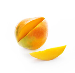 Naklejka na ściany i meble Ripe mango isolated on a white background, close-up