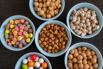  Roasted chickpea varieties in bowl.  Turkish known as leblebi