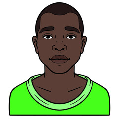 comic avatar of an african boy with green sweater. avatar.