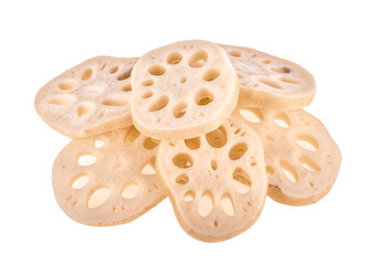 Lotus root on white background