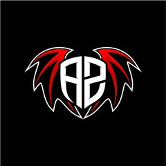 letter A Z initial vector logo template with a minimalist dragon wing style