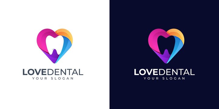 Tooth and love dental logo design inspiration