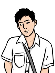 cartoon cute man on white background