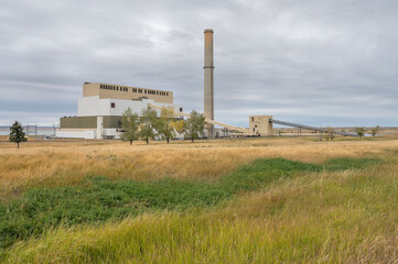 Fototapeta na wymiar Coal and natural gas fueled generator near Hanna, Alberta, Canada