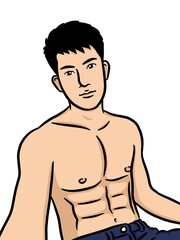 Fototapeta premium cartoon cute man on white background