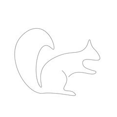 Squirrel silhouette animal one line drawing, vector illustration