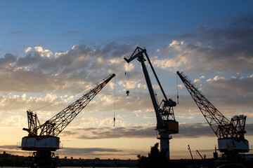Halic shipyard. construction machinery in the shipyard complex.