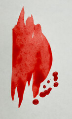 Red paint artistic dry brush stroke. Watercolor acrylic hand painted backdrop for print, web design and banners.