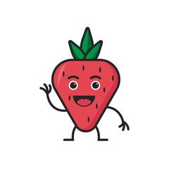 vector mascot strawberry flat illustration icon