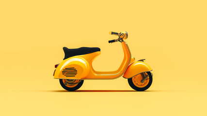 Yellow retro scooter on yellow background. 3d render. © Oleg Kozlovskiy