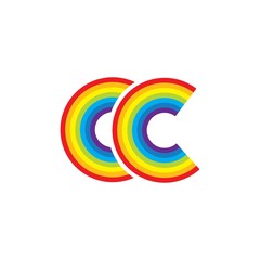C Letter rainbow Template vector icon design