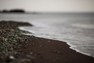 sandy beach and sea wave