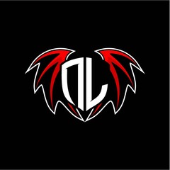 letter N L initial vector logo template with a minimalist dragon wing style