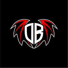 letter O B initial vector logo template with a minimalist dragon wing style