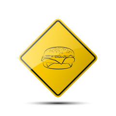 yellow diamond road sign with a black border and an image brain on white background. icon Illustration