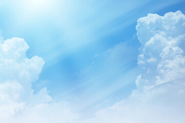 Blue sky with white cloud. The summer heaven is colorful clearing day Good weather and beautiful nature in the morning.