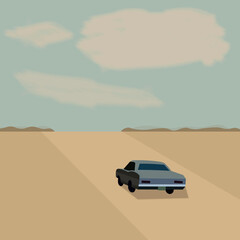Fototapeta na wymiar car desert america retro 