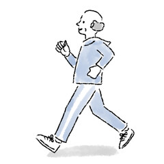 ランニング　男性　シニア　水彩　手描き
