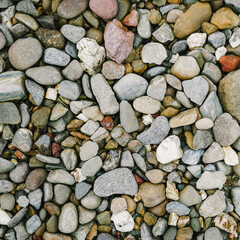 Pebbles stone or river stone  background with vintage filter 
