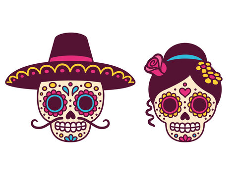 Mexican sugar skull couple