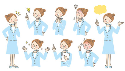 ビジネスウーマンの表情セット