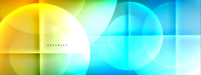 Vector abstract background - circle and cross on fluid gradient with shadows and light effects. Techno or business shiny design templates for text