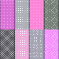 Set of 8 seamless geometric patterns. Suitable for fabrics, wallpaper and decorative paper.