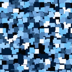 Abstract seamless pattern with sky blue colored chaotic squares background