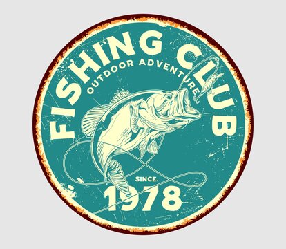 Fishing Club Retro vintage sign