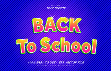 editable text effect, back to school style vector design