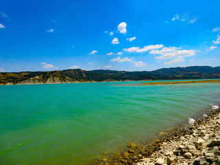 Monte Cotugno Dam around Senise, Pollino National Park, Basilicata, Italy.