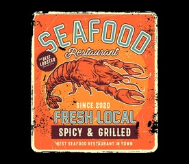 Lobster Seafood Restaurant Retro Sign