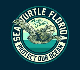 Save Turtle graphic illustration