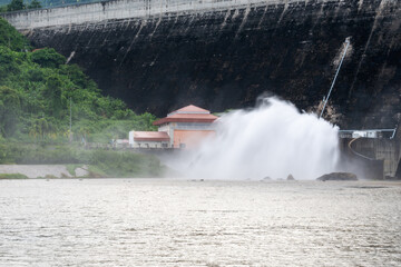 Fototapeta premium Water from dams is used to generate electricity, agriculture, Nakhon Nayok, Thailand.