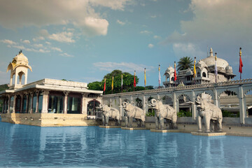 Elephants in Jag Mandir is a Palace Built on An Island in The Lake Pichola Udaipur City, India 