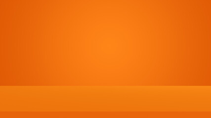 Orange tabletop on orange wall background. Halloween and decoration concept