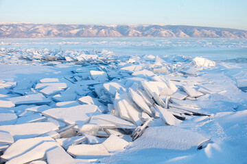 Fototapeta na wymiar Lake Baikal ice. Winter landscape