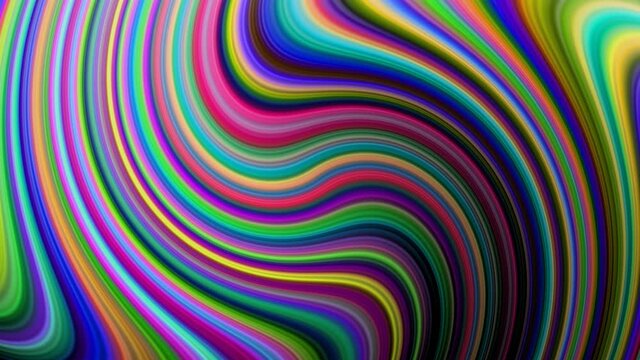Abstract plasmatic multicolored waves, turning and mixture. 3D endering circular merger of multicolor lines.