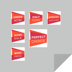 Set of rectangular discount labels. Timeless easy-to-read design.